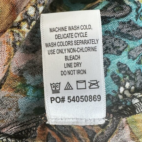 Roamans Blouse Womens 24W Floral Split Neck ButtonUp S/S Rayon Whimsygoth Fairy - Picture 6 of 11